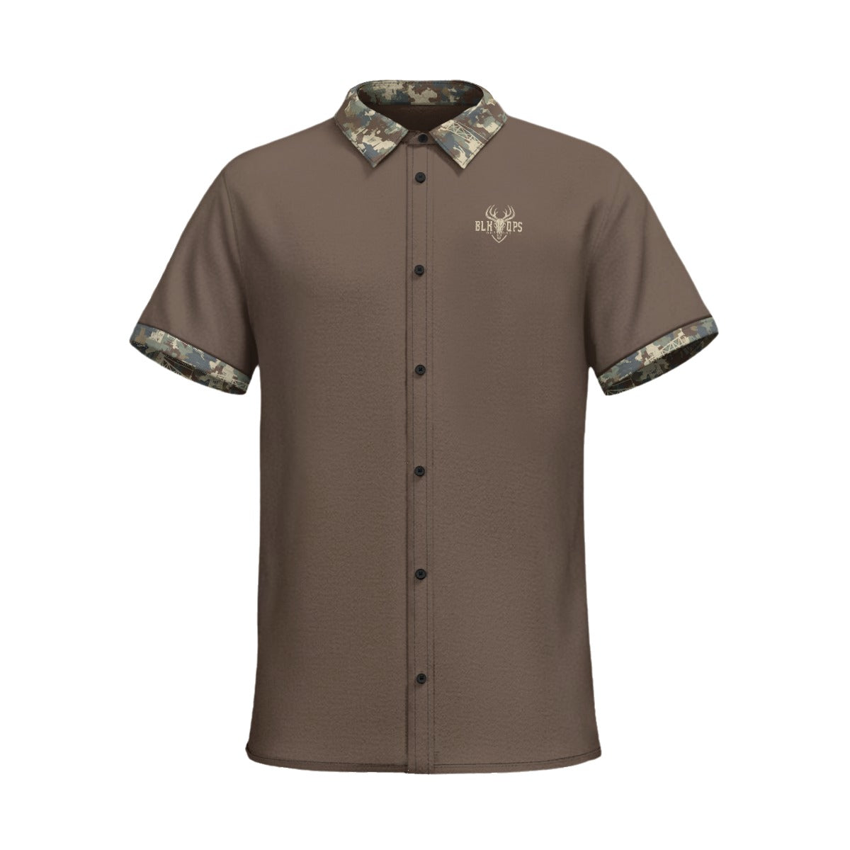 BROWN W/ CAMO COLLARD SHIRT