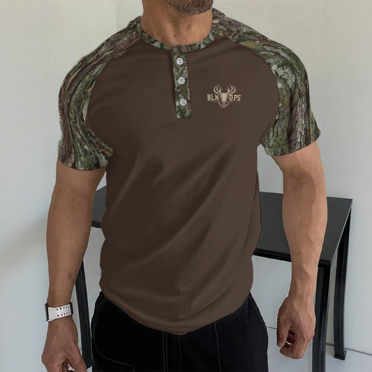 GREEN MOSS TREESTAND T-shirt With Button Closure