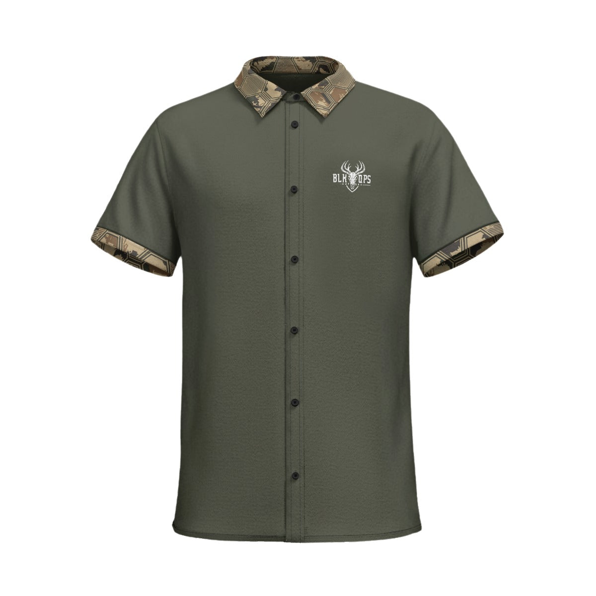 Military green camo collard shirt