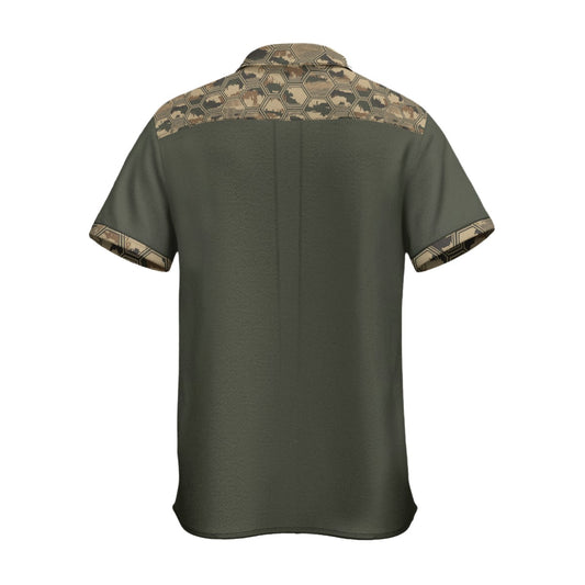 Military green camo collard shirt