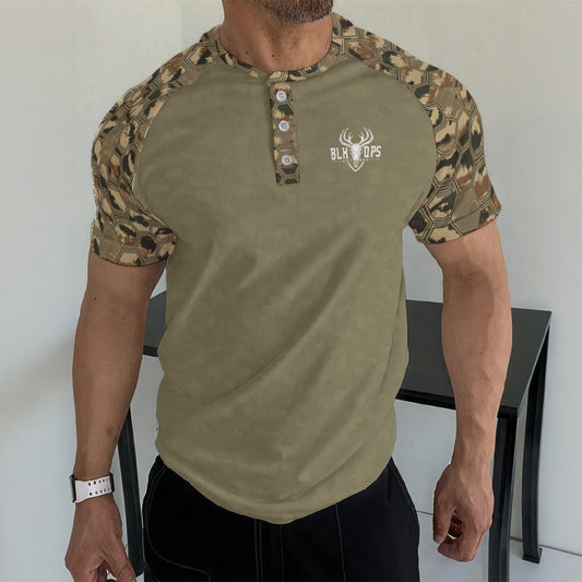 HEX GRID T-shirt With Button Closure