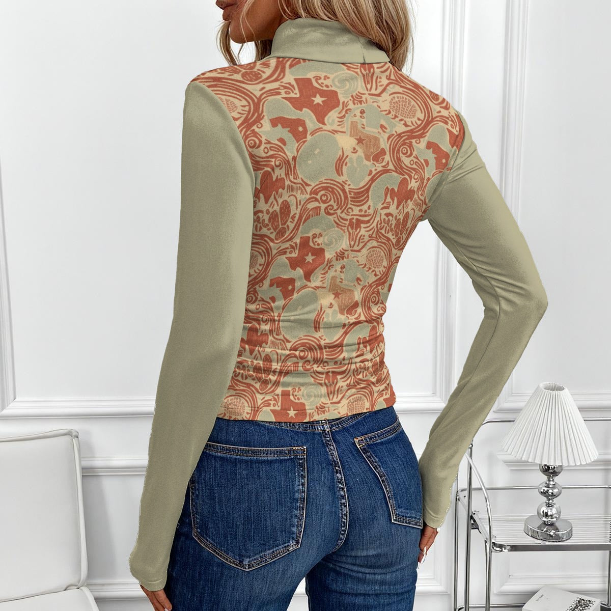 LONESTAR Women's High-Neck Top With Long Sleeve