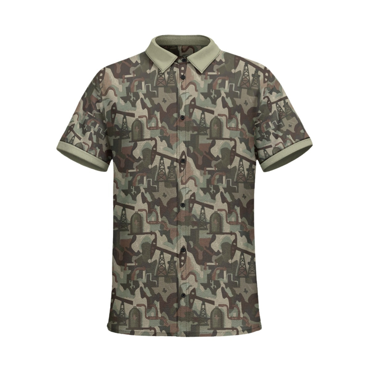 TEXAS OILFIELD CAMO COLLARD SHIRT
