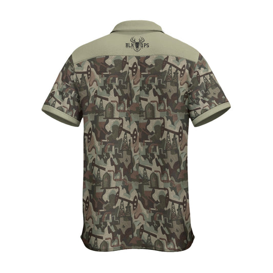 TEXAS OILFIELD CAMO COLLARD SHIRT