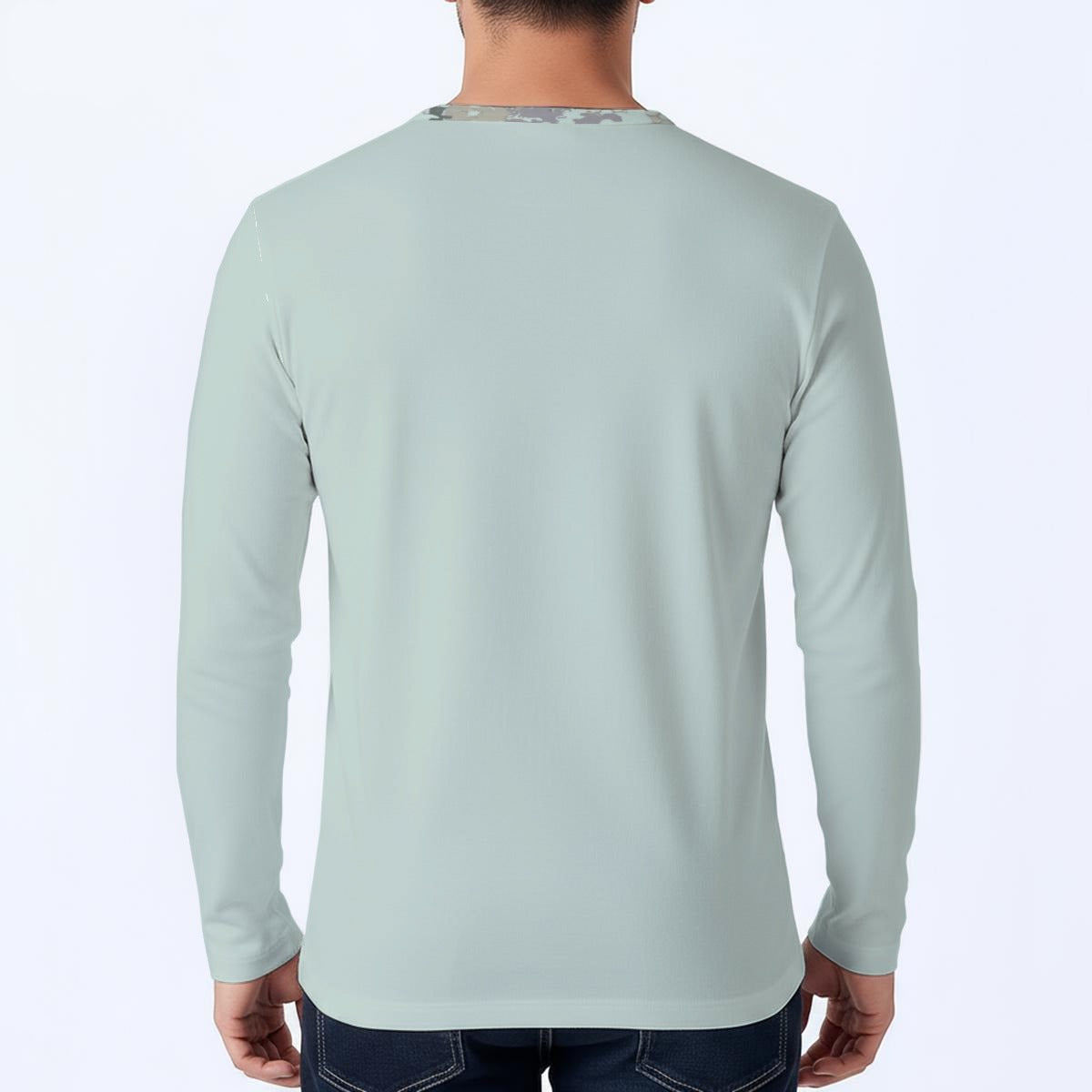 Teal camo collar Men's Classic Long-Sleeve Henley Shirt