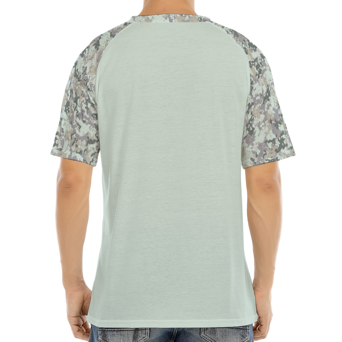 Teal camo T-shirt With Button Closure